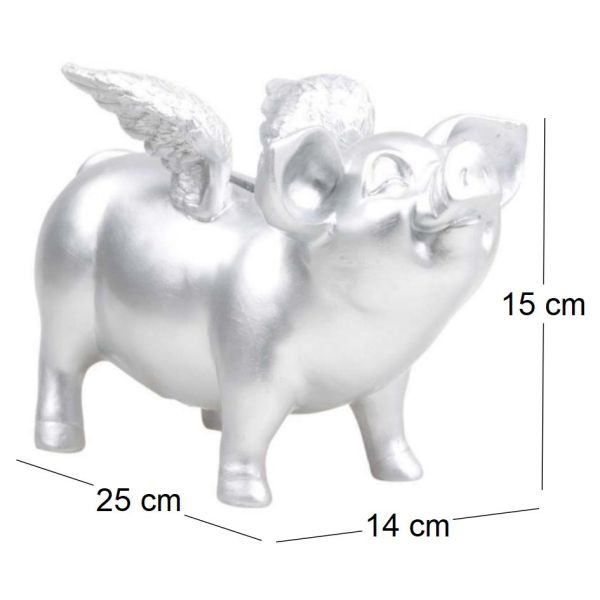 Tirelire cochon avec ailes en résine 14 x 25 x 15 cm - STOOBZ