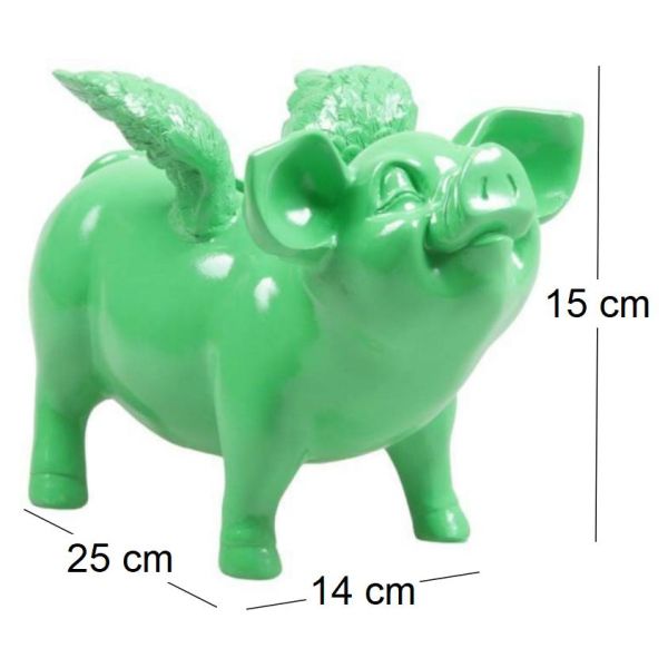Tirelire cochon avec ailes en résine 14 x 25 x 15 cm - IMH-0200