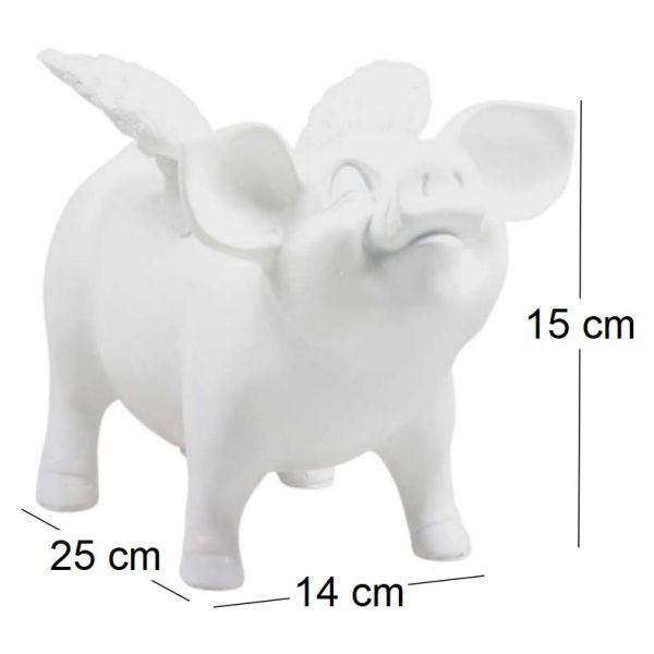 Tirelire cochon avec ailes en résine 14 x 25 x 15 cm - STOOBZ