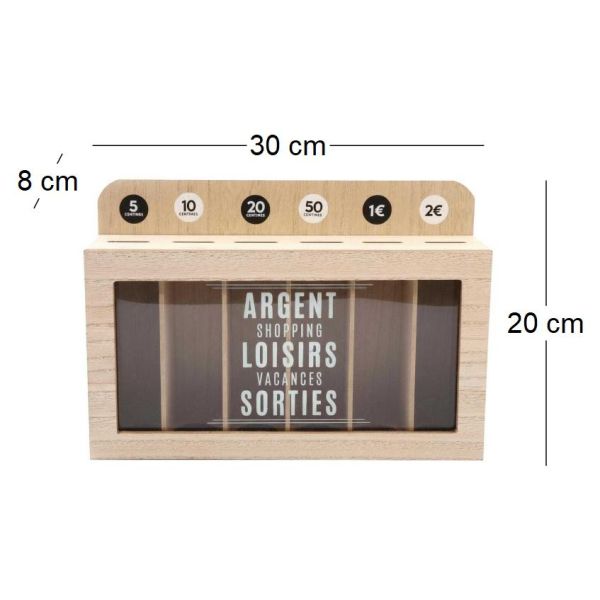 Tirelire compartimentée Shopping 30x20 cm - SIF-0257