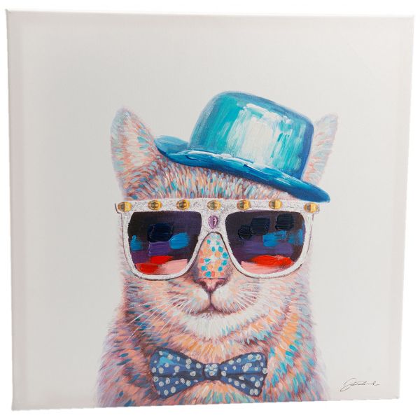 Toile Chat Festif 50 X 50 Cm Toile Chat Festif 50 X 50 Cm