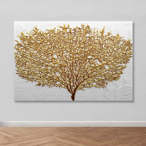 Toile décorative Arbre doré 98 x 68 cm - HANAH HOME