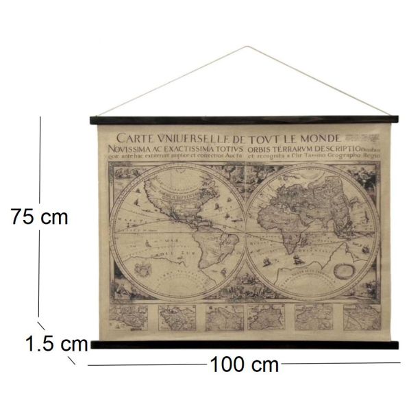 Toile décorative Mappemonde 100 x 75 cm - ORIGEN