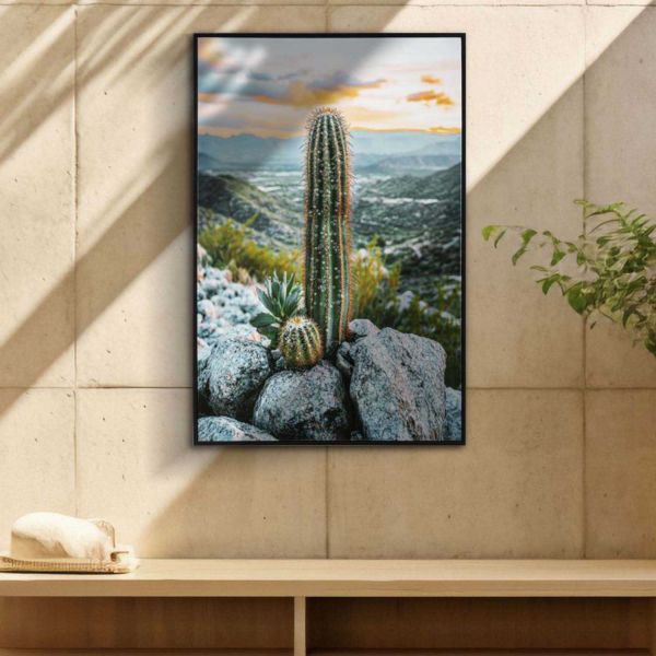 Toile décorative avec cadre Cactus 60 x 4 x 90 cm - MAURO FERRETTI