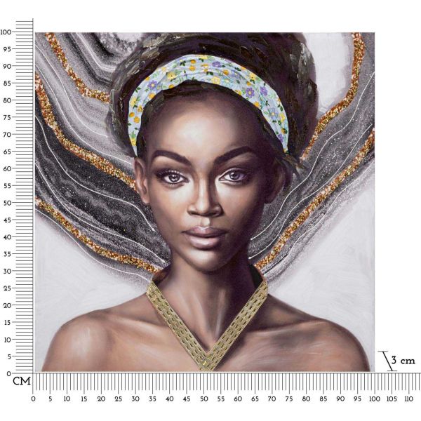 Toile décorative fait main Naomi 100 x 3 x 100 cm - MAU-0294