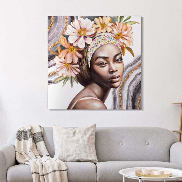 Toile décorative fait main Naomi 100 x 3 x 100 cm - MAURO FERRETTI