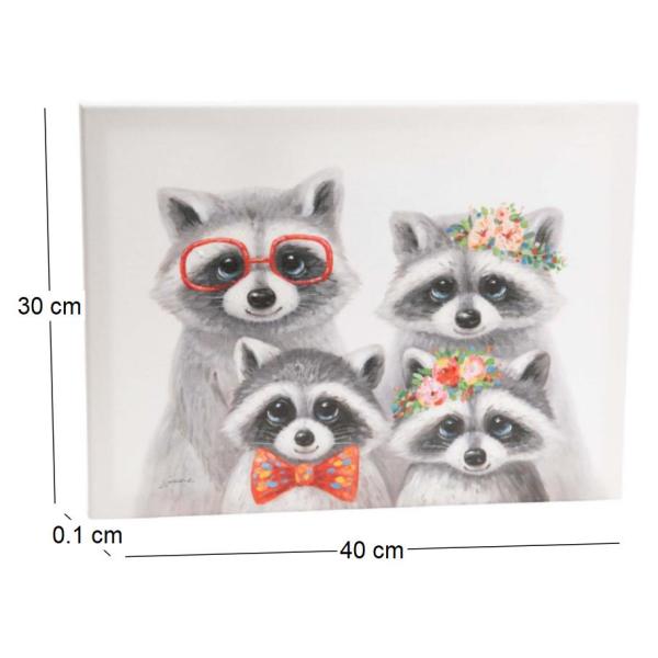 Toile famille raton laveur 40 x 30 cm - AMADEUS