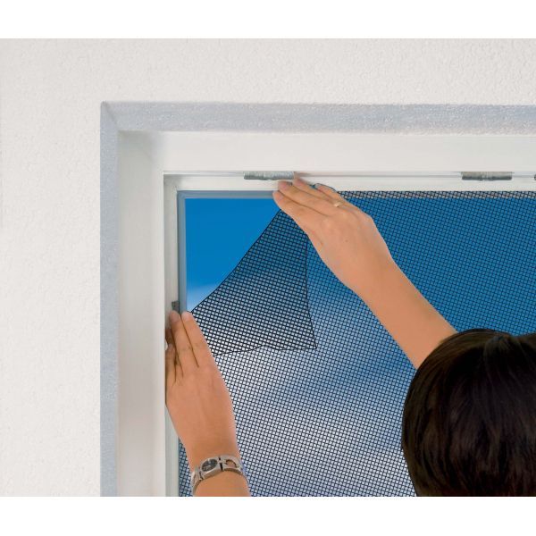 Moustiquaire fenêtre anthracite 28g/m² bande auto-agrippante 9,5 mm - EASY LIFE