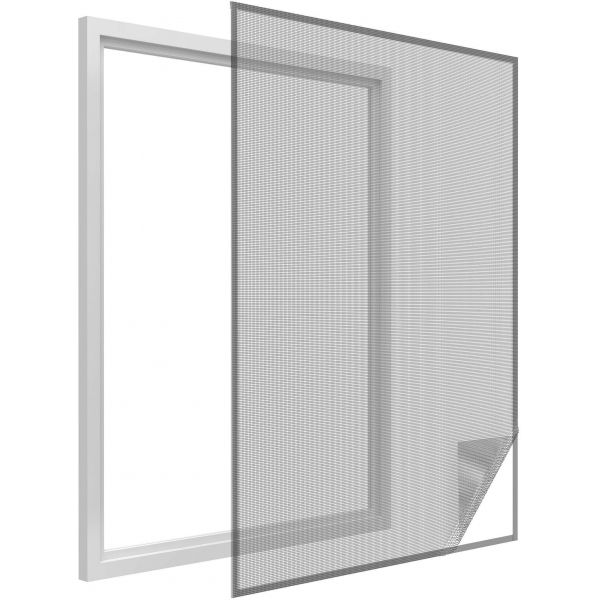 Moustiquaire fenêtre anthracite 28g/m² bande auto-agrippante 9,5 mm