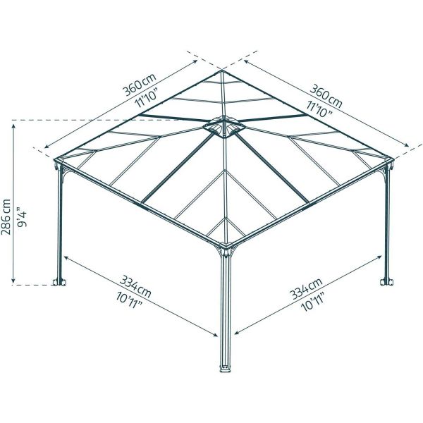 Tonnelle de jardin en aluminium et polycarbonate Palermo - PAA-0436