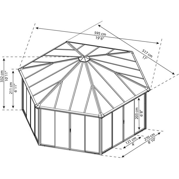 Tonnelle de jardin fermée en alumnium et polycarbonate Garda 30 m² - PAA-0451
