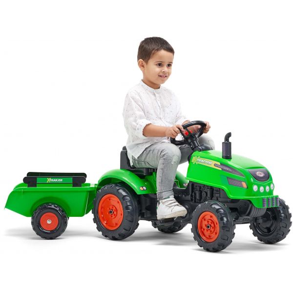 Tracteur pour enfant à pédales avec capot ouvrant et remorque X Tractor - 89,90