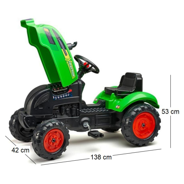 Tracteur pour enfant à pédales avec capot ouvrant et remorque X Tractor - 6