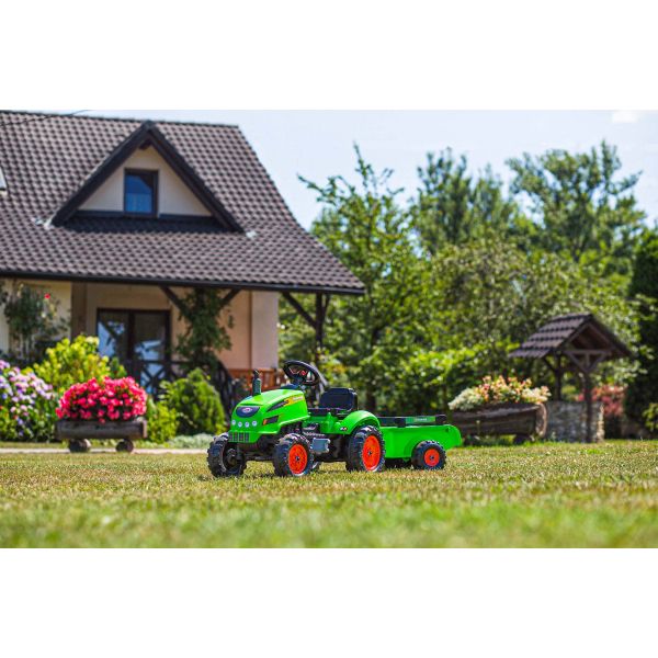 Tracteur pour enfant à pédales avec capot ouvrant et remorque X Tractor - FALK