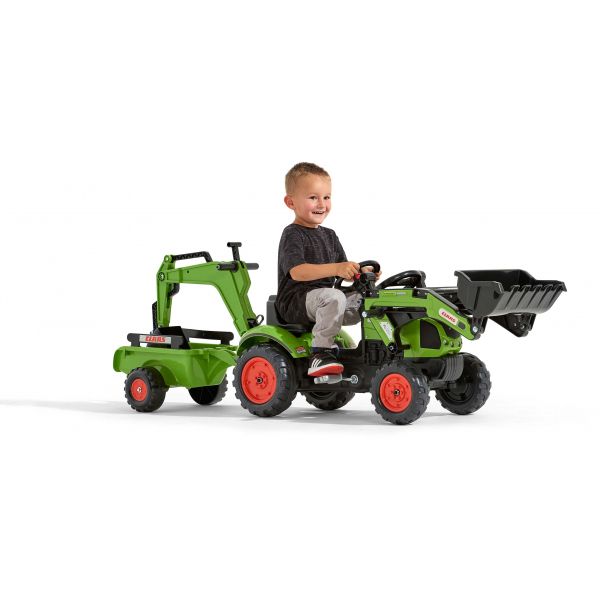 Tractopelle enfant avec excavatrice et remorque Claas - FAL-0104