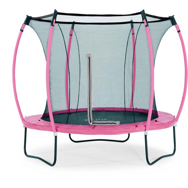 Trampoline junior avec protection réversible turquoise ou rose (244 cm)