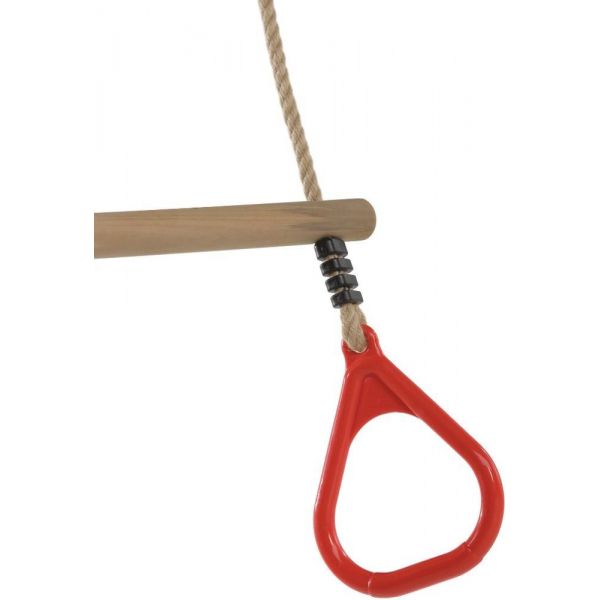 Trapèze en bois avec anneaux de gym rouges - KBT-0128