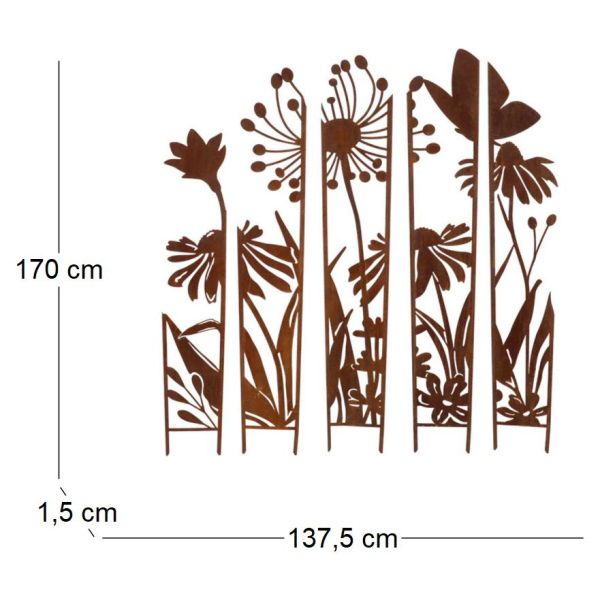 Treillis brise vue en 5 parties Fleurs - ESS-1790