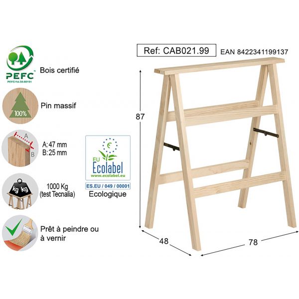 Tréteau tapissier en pin naturel - AST-0181