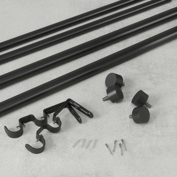 Tringle à rideaux double en acier brossé noir Cappa - 5