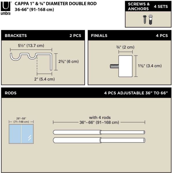 Tringle à rideaux double en acier laiton Cappa - 55,90