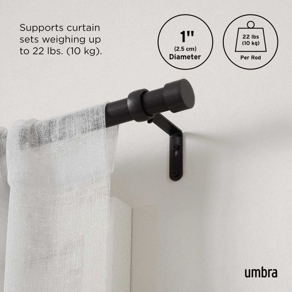 Tringle à rideaux en métal noir mat Cappa - 55,90