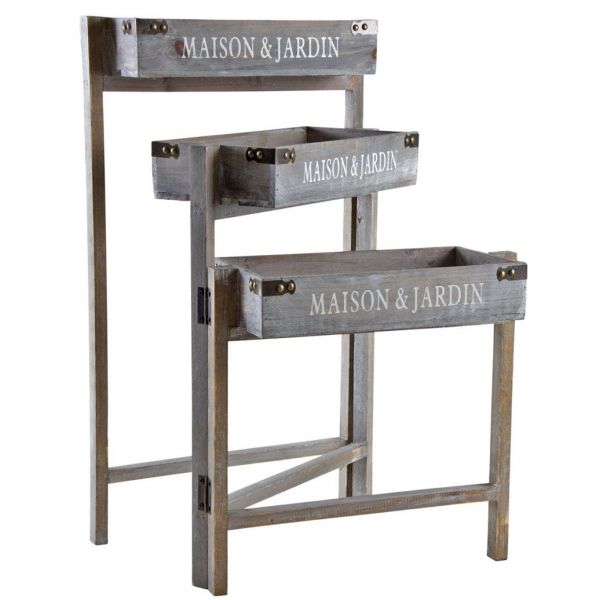Jardinière triptyque bois teinté