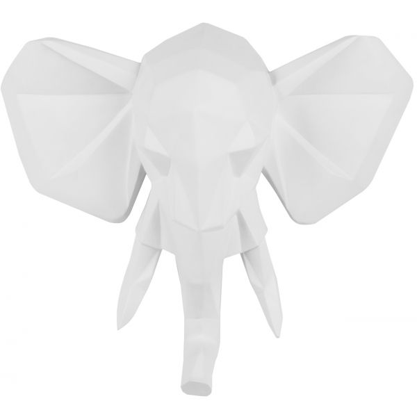 Trophée éléphant en résine mat Origami - 
