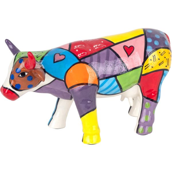Vache en dolomite peinture multicolore