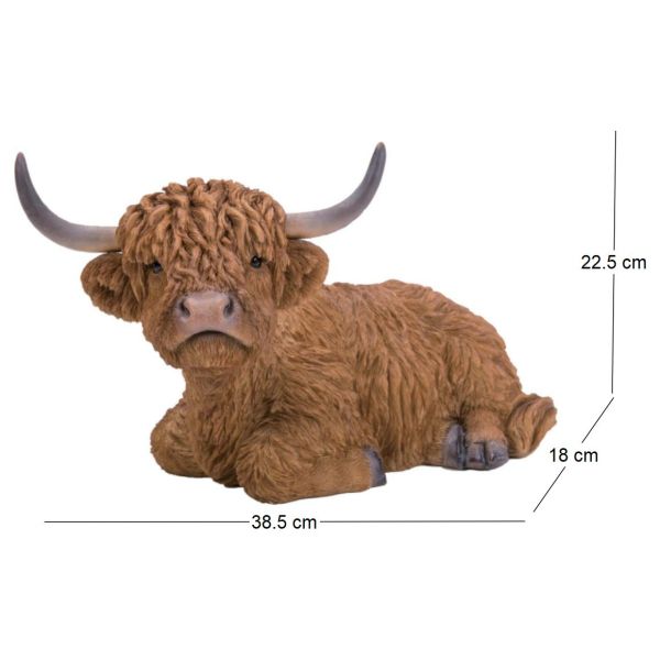 Vache highland assise en résine 22 cm - VIVID ARTS