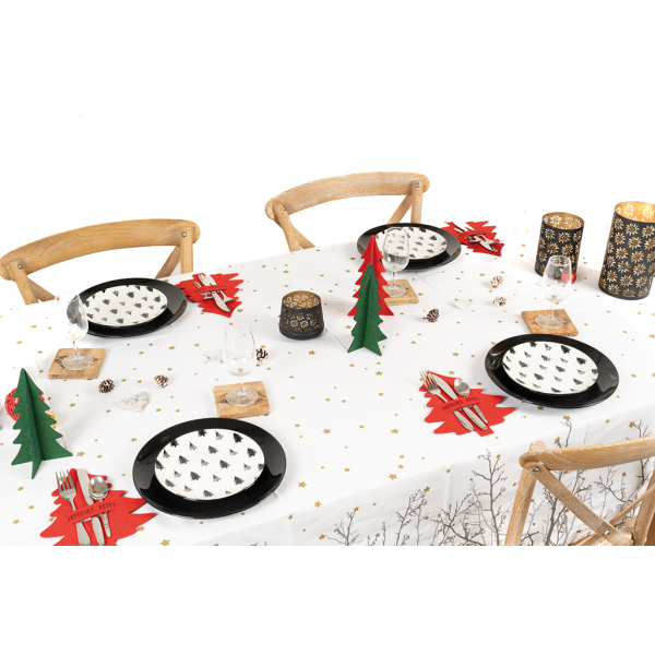 Vaisselle sapin en porcelaine noires et blanches (lot de 6) - 7