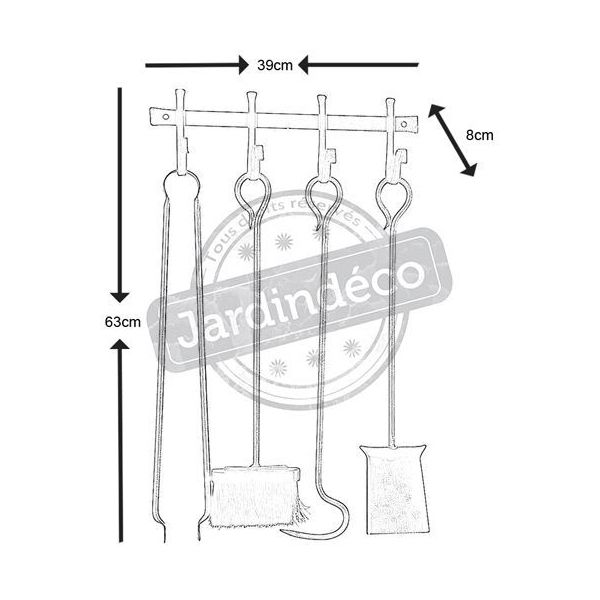 Valet de cheminée mural fer forgé - AUBRY GASPARD