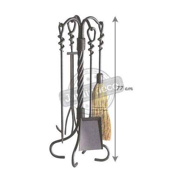 Valet de cheminée en fer forgé torsades 4 accessoires - AUBRY GASPARD