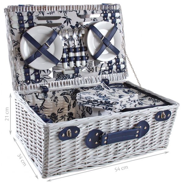 Valise pique-nique en osier laqué blanc Flora - AUB-3755
