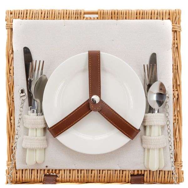 Valise pique-nique en osier naturel 2 couverts - 5