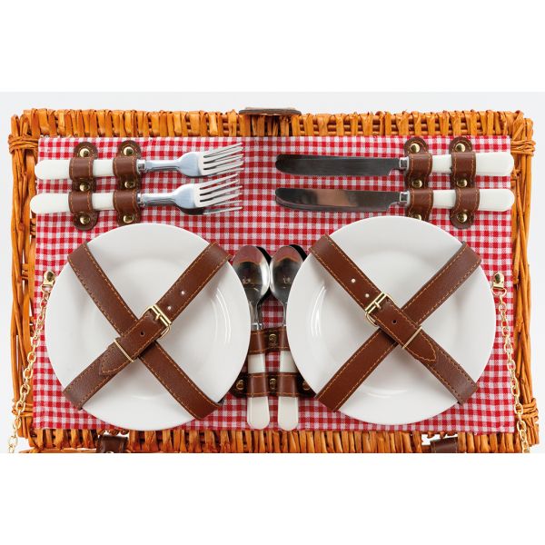 Valise pique-nique en osier teinté miel Campani - 96,90