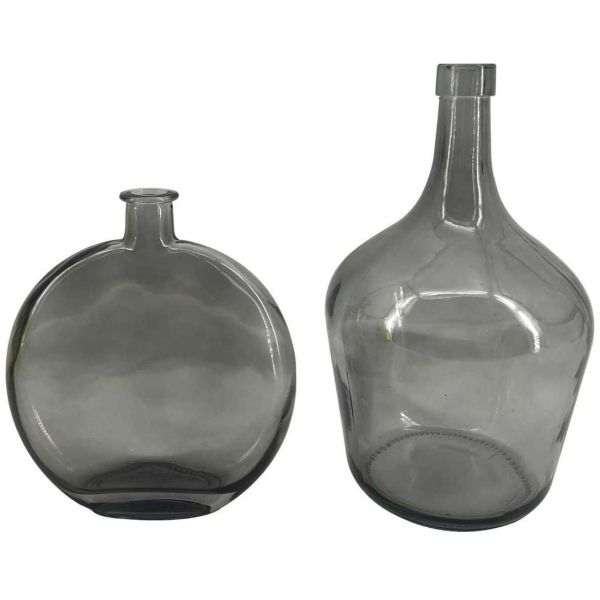 Vase bonbonne en verre augustine (lot de 2) (gris)