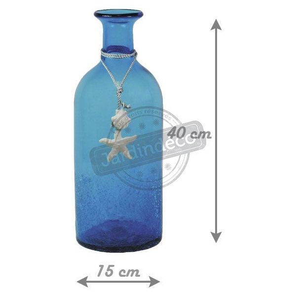 Vase bouteille en verre teinté bleu - AUBRY GASPARD