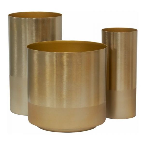 Vase cylindrique en métal doré - AUBRY GASPARD