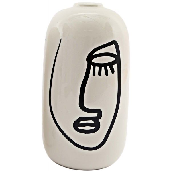 Vase en dolomite motif visage 19 x 9 cm