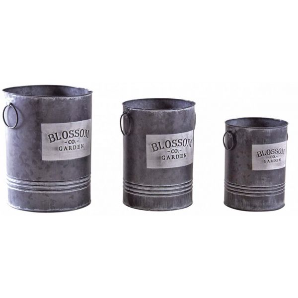 Vase en métal gris Blossom (Lot de 3)