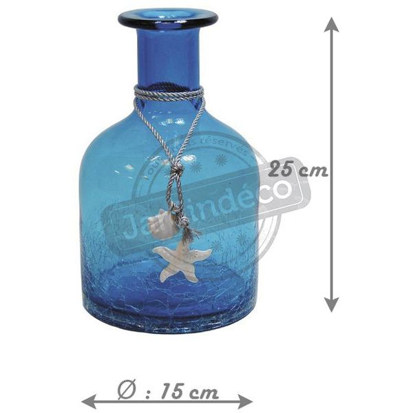 Vase petite bouteille en verre teinté bleu - AUBRY GASPARD