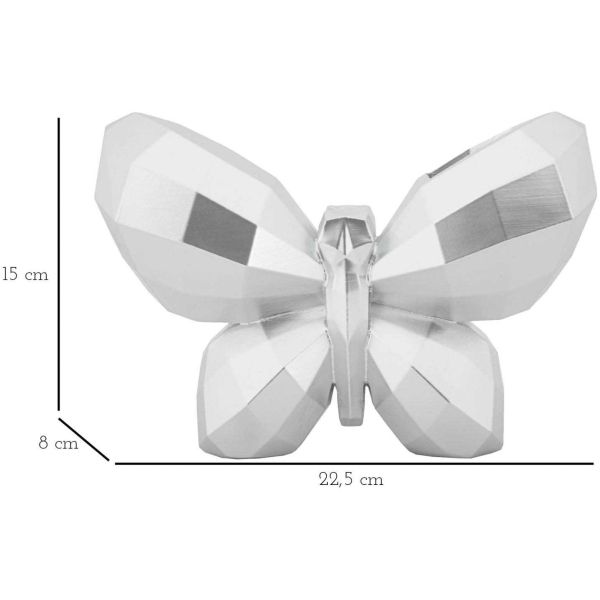 Vase en polyrésine argenté Butterfly 22.5 x 8 x 15 cm - MAU-0547