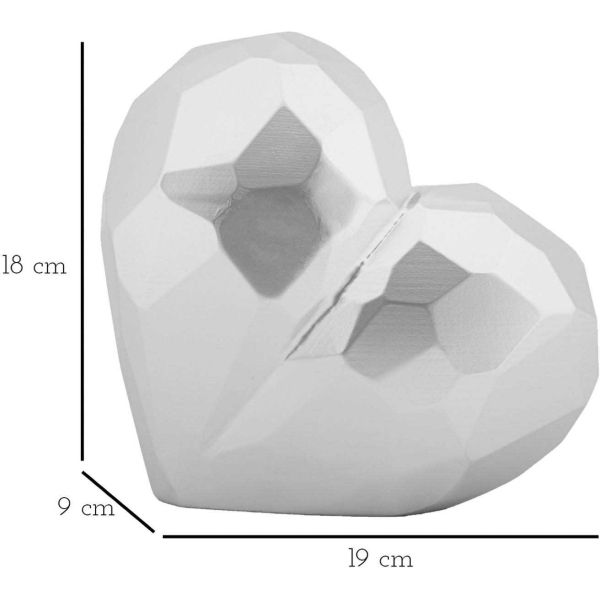 Vase en polyrésine argenté Heart 19 x 9 x 18 cm - MAU-0548