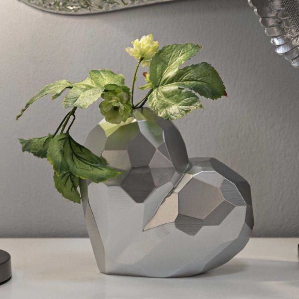 Vase en polyrésine argenté Heart 19 x 9 x 18 cm - MAURO FERRETTI
