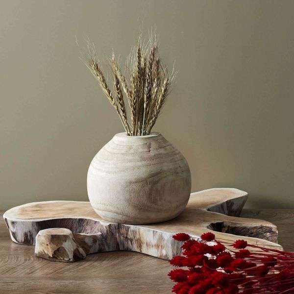 Vase rond en bois de bancoulier - THE HOME DECO FACTORY