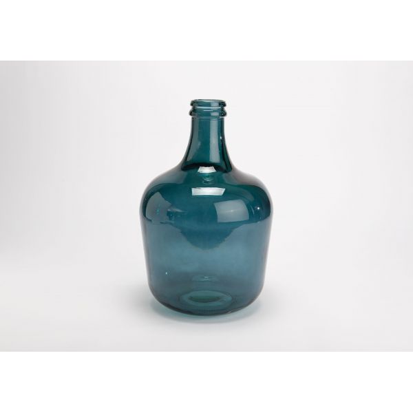 Vase en verre recyclé dame jeanne bleue 12l