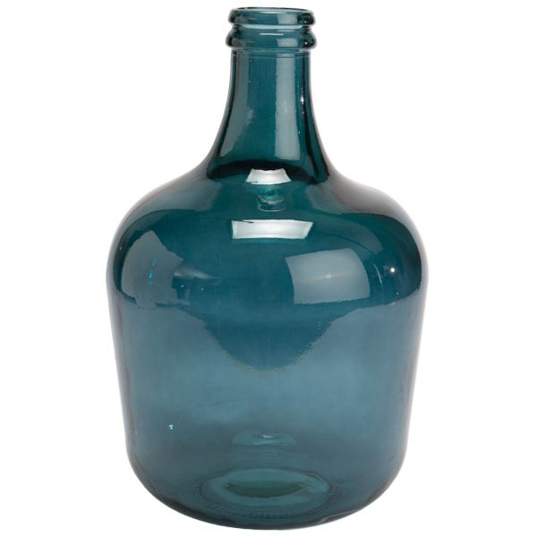 Vase en verre recyclé dame jeanne bleue 12l
