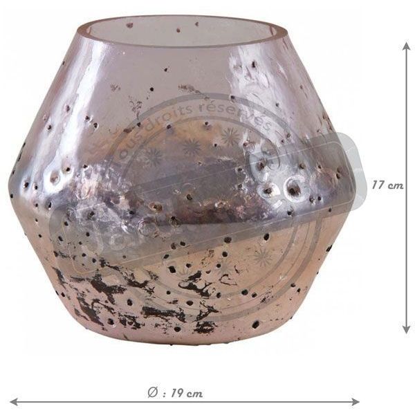 Vase en verre rose et doré 19 cm - AUB-3517