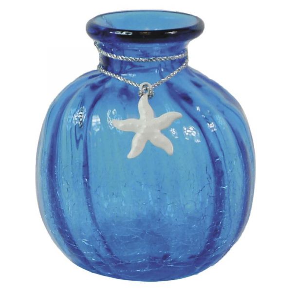 Vase en verre teinté bleu